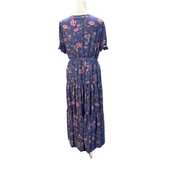 Petal + Pup Maxi Dress Womens 10 Purple Floral Puff Sleeves Cottagecore Prairie - Picture 3 of 4